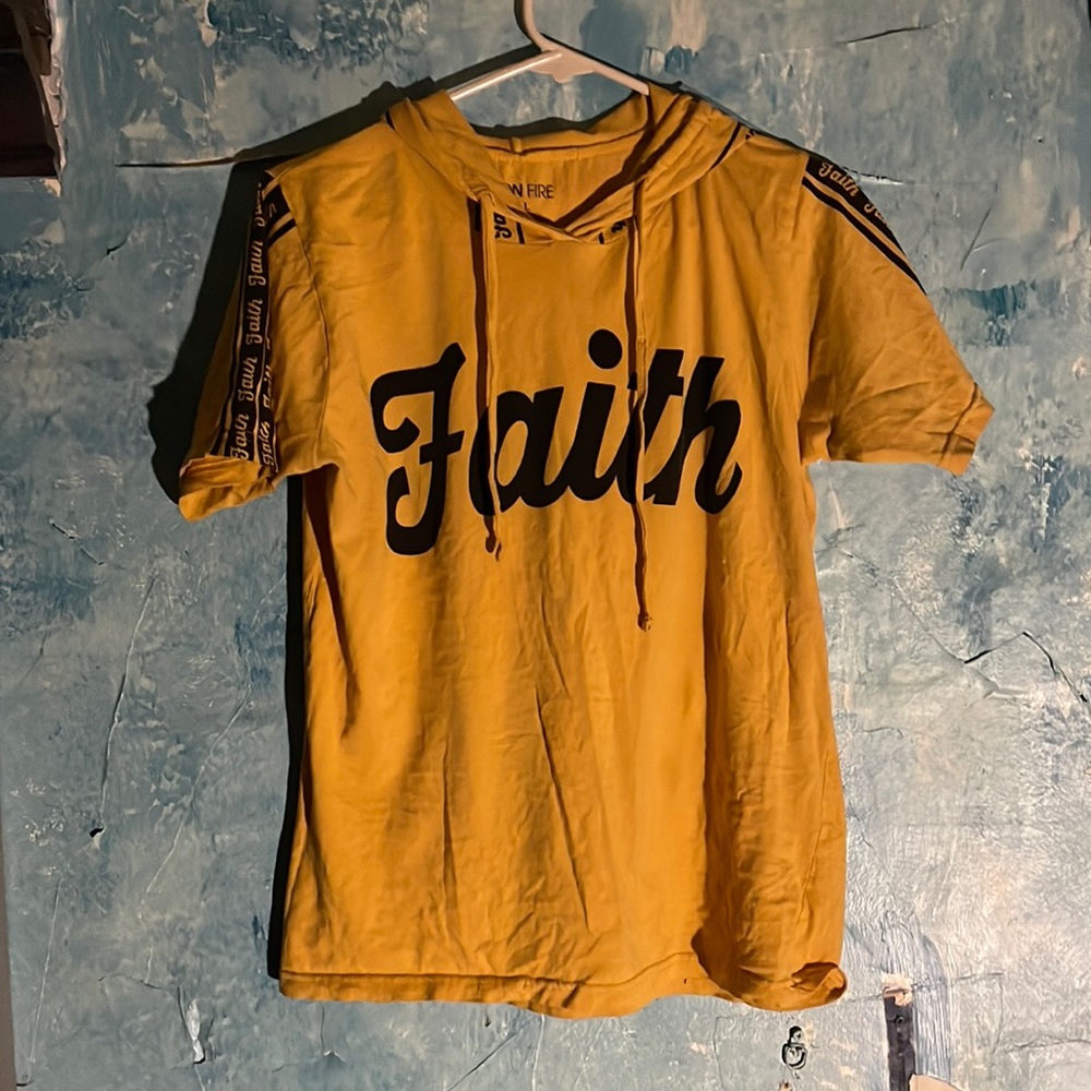 Yellow faith hoodie/shirt, from On Fire